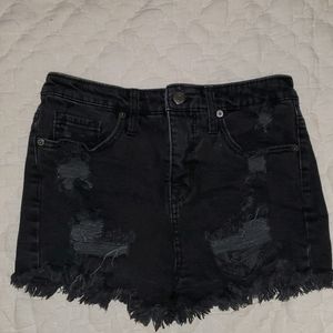 Black distressed Jean shorts